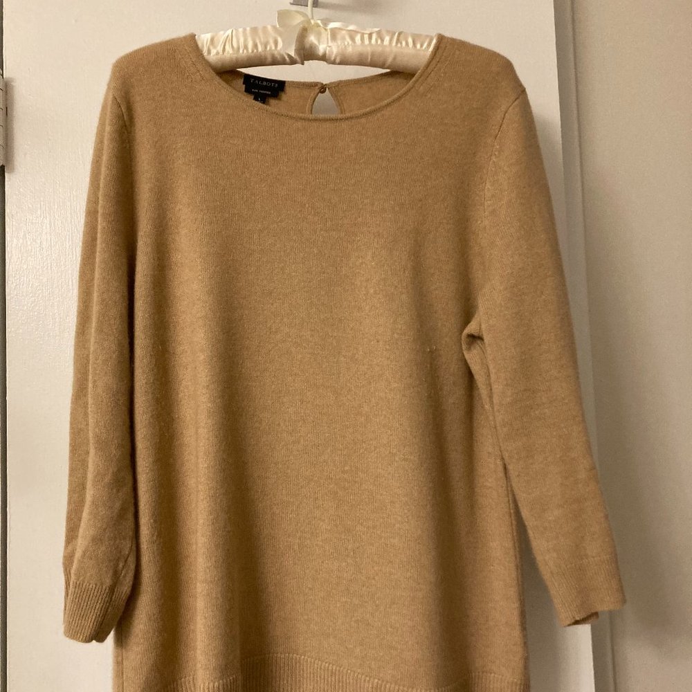 Ladies Talbots Beige Cashmere Crewneck Sweater